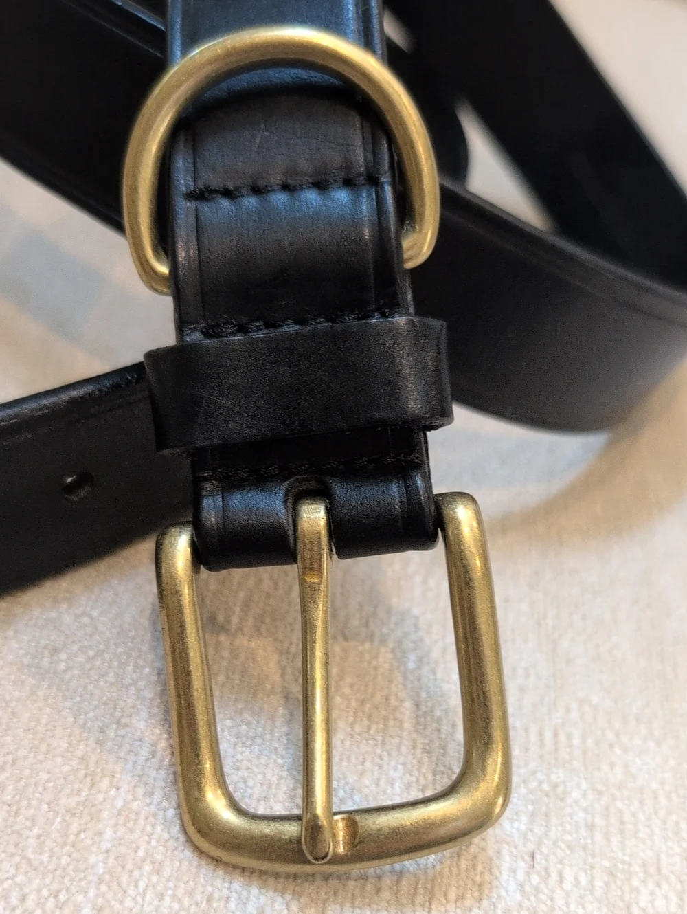 Crossroads Black Leather Belt with Solid Brass Buckle Size M Classic